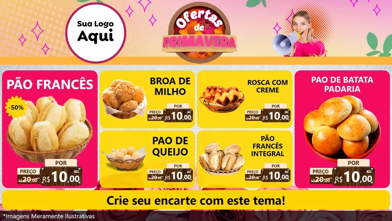 Modelo de TV para TV Horizontal com o tema Ofertas de Primavera para Padaria