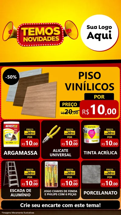 Modelo de Rede Social para Stories com o tema Temos Novidades para Material para Construção