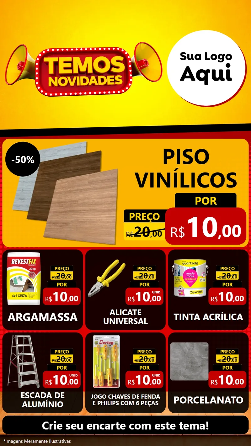 Modelo de Rede Social para Stories com o tema Temos Novidades para Material para Construção