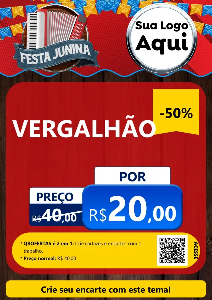 Modelo de Cartaz para Cartaz A4 Vertical com o tema Festa Junina para Ferragens
