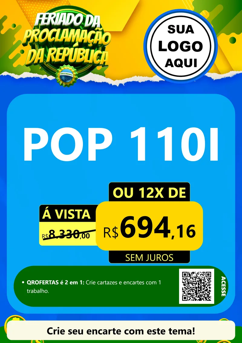 Modelo de Cartaz para Cartaz A4 Vertical com o tema Feriado da Proclamação da República para Concessionaria de Motos