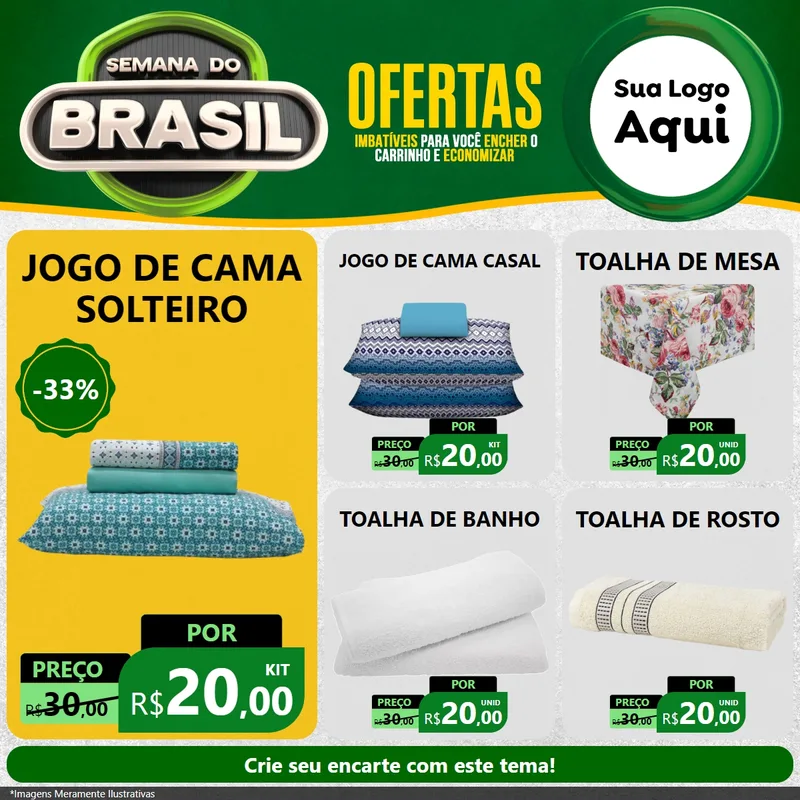 Modelo de Rede Social para Feed Facebook com o tema Semana do Brasil para Cama, Mesa e Banho