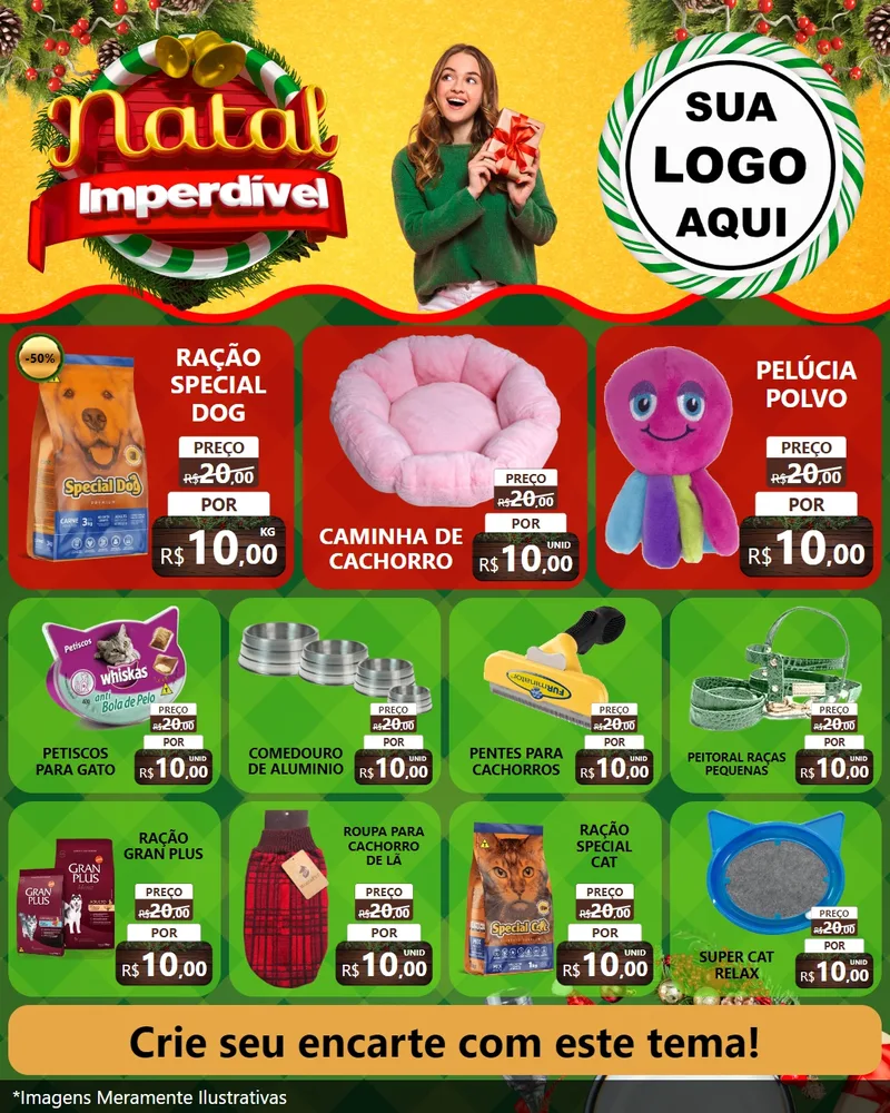Modelo de Rede Social para Feed Instagram com o tema Natal Imperdível para Pet Shop