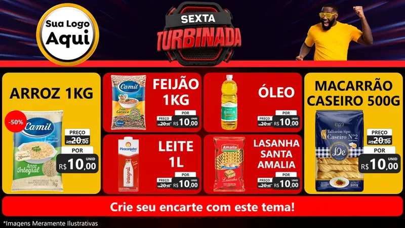 Modelo de TV para TV Horizontal com o tema Sexta Turbinada para Supermercado