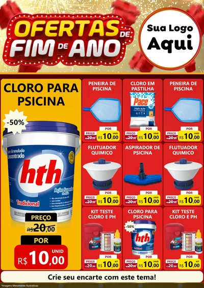 Modelo de Encarte para Encarte A4 Vertical com o tema Ofertas de Fim de Ano para Produtos para Piscina