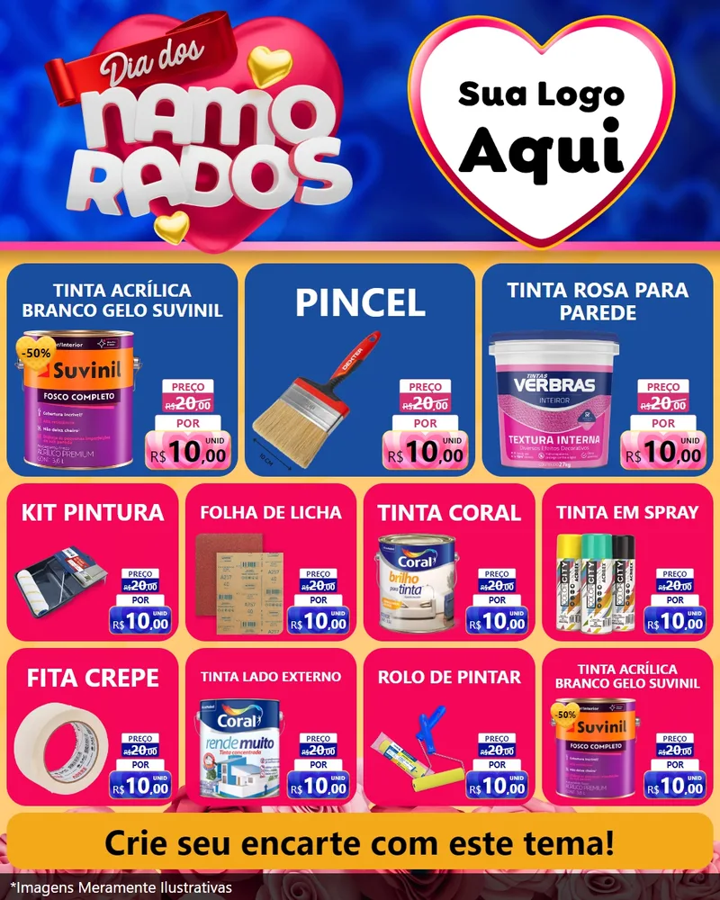 Modelo de Rede Social para Feed Instagram com o tema Dia dos namorados para Tintas e Ferramentas