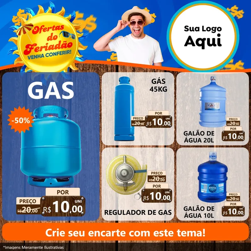Modelo de Rede Social para Feed Facebook com o tema Ofertas do Feriadão para Água e gás