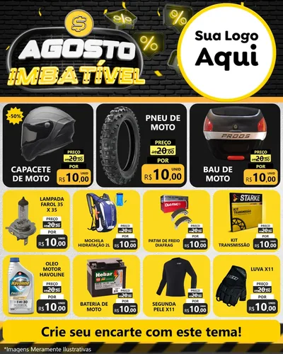 Modelo de Rede Social para Feed Instagram com o tema Agosto Imbatível para Moto peças