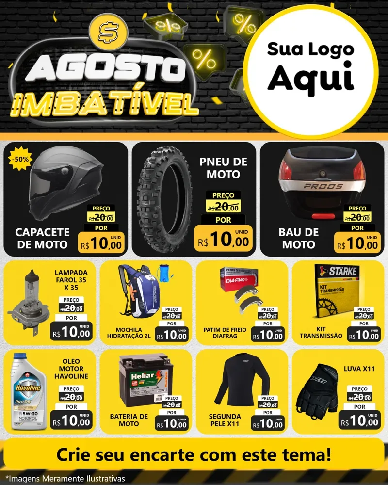 Modelo de Rede Social para Feed Instagram com o tema Agosto Imbatível para Moto peças