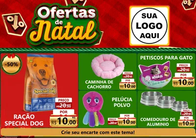 Modelo de Encarte para Encarte A4 Horizontal com o tema Ofertas de Natal para Pet Shop