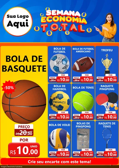 Modelo de Encarte para Encarte A4 Vertical com o tema Semana Economia Total para Artigos Esportivos