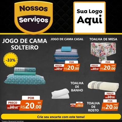 Modelo de Rede Social para Feed Facebook com o tema Nossos Serviços para Cama, Mesa e Banho