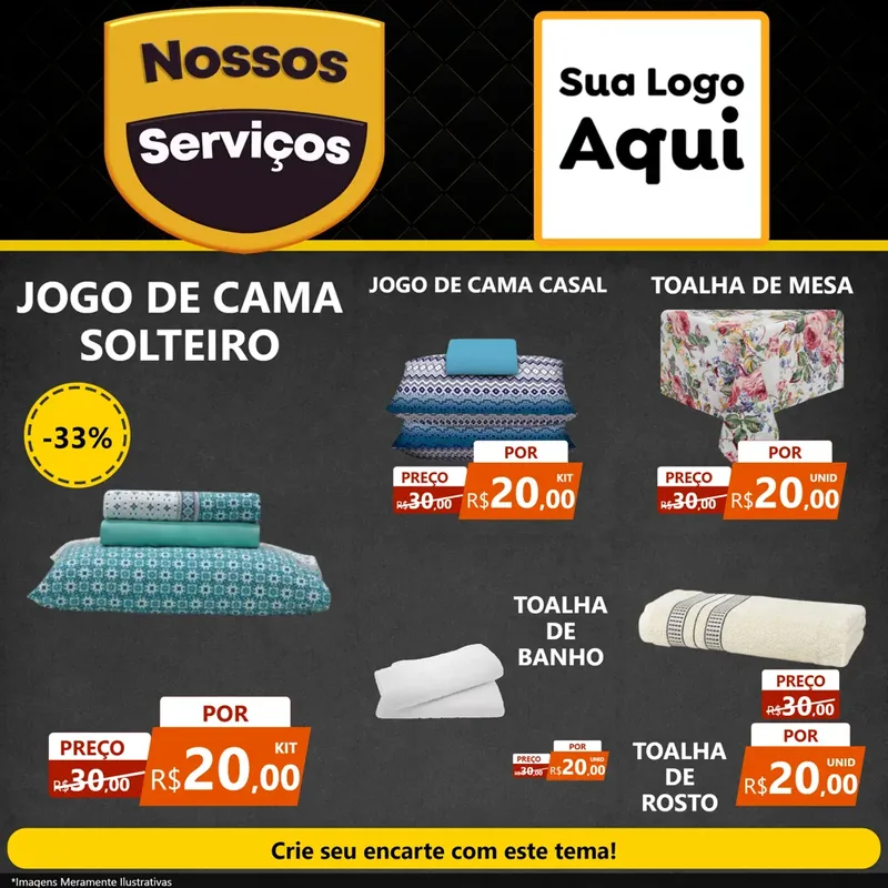 Modelo de Rede Social para Feed Facebook com o tema Nossos Serviços para Cama, Mesa e Banho