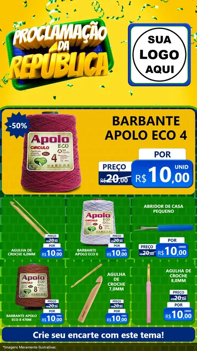 Modelo de Rede Social para Stories com o tema Proclamação da República para Armarinho e Aviamentos