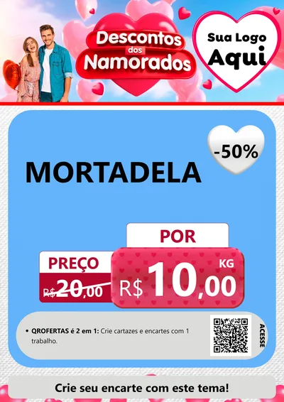 Modelo de Cartaz para Cartaz A4 Vertical com o tema Descontos dos Namorados para Frios e Laticínios
