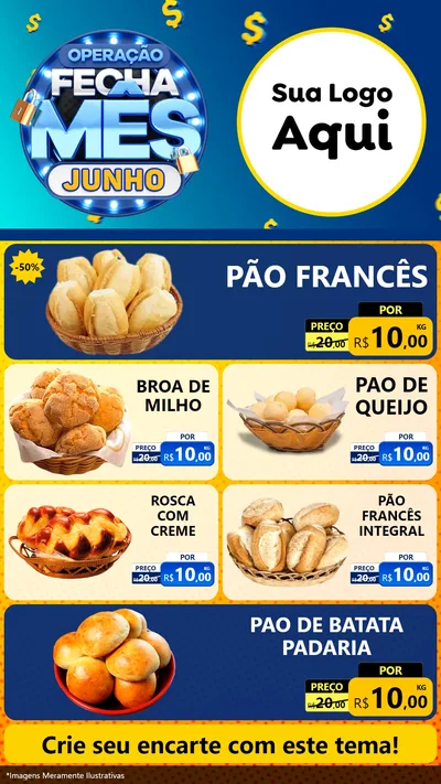 Modelo de TV para TV Vertical com o tema Operação Fecha Mês, Junho para Padaria