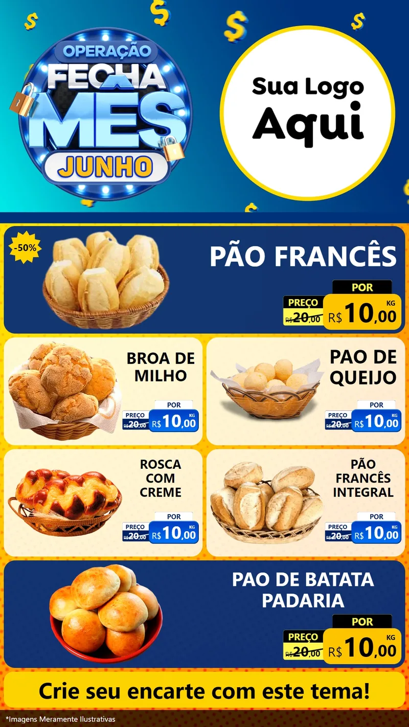 Modelo de TV para TV Vertical com o tema Operação Fecha Mês, Junho para Padaria