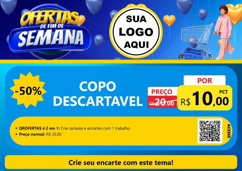 Modelo de Cartaz para Cartaz A4 Horizontal com o tema Ofertas de Fim de Semana para Embalagens