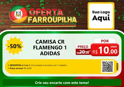 Modelo de Cartaz para Cartaz A4 Horizontal com o tema Oferta Farroupilha para Roupas e acessórios