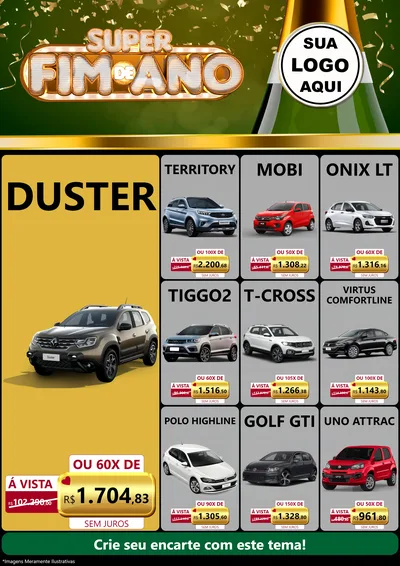 Modelo de Encarte para Encarte A4 Vertical com o tema Super Fim de Ano para Concessionaria de Carros