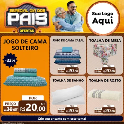 Modelo de Rede Social para Feed Facebook com o tema Especial Dia dos Pais para Cama, Mesa e Banho