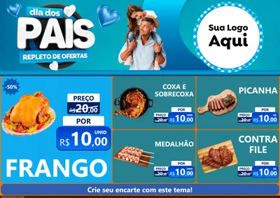 Modelo de Encarte para Encarte A4 Horizontal com o tema Dia Dos Pais Repleto de Ofertas para Assados