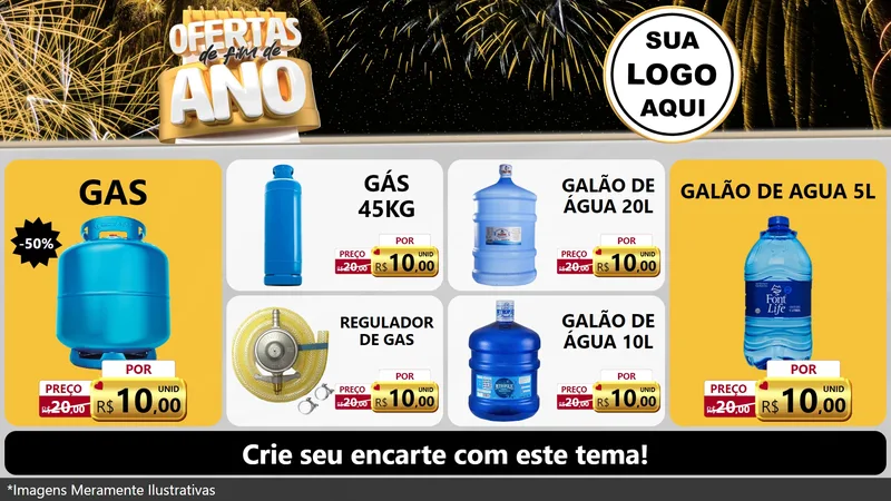 Modelo de TV para TV Horizontal com o tema Ofertas de Fim de Ano para Água e gás