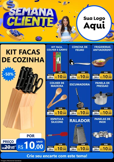 Modelo de Encarte para Encarte A4 Vertical com o tema Semana do Cliente para Utilidades Domésticas