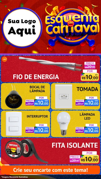 Modelo de TV para TV Vertical com o tema Esquenta de Carnaval para Materiais Elétricos
