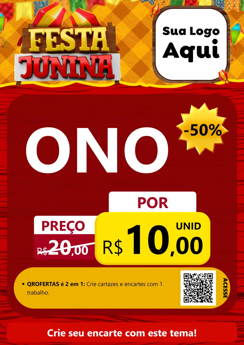 Modelo de Cartaz para Cartaz A4 Vertical com o tema Festa Junina para Óticas