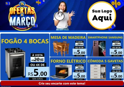 Modelo de Encarte para Encarte A4 Horizontal com o tema Ofertas de Março para Móveis e Eletro