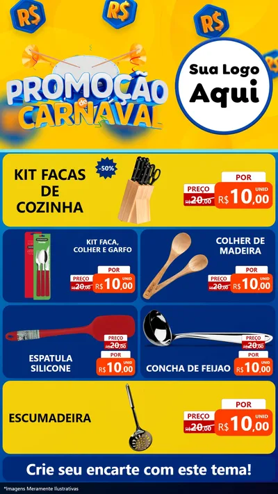 Modelo de TV para TV Vertical com o tema Promoção de Carnaval para Utilidades Domésticas