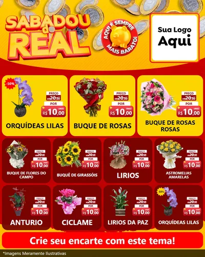 Modelo de Rede Social para Feed Instagram com o tema Sabadou do Real para Floricultura e jardim