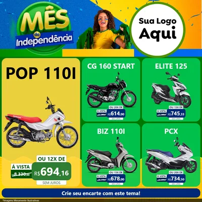 Modelo de Rede Social para Feed Facebook com o tema Mês da Independência para Concessionaria de Motos