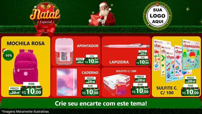 Modelo de TV para TV Horizontal com o tema Natal Especial para Papelaria