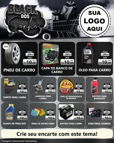 Modelo de Rede Social para Feed Instagram com o tema Black dos Sonhos para Auto peças