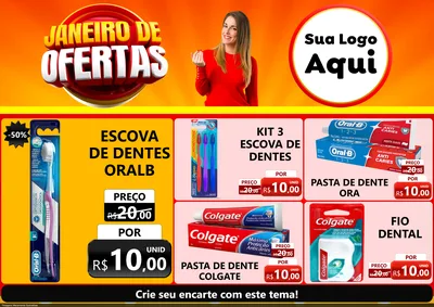 Modelo de Encarte para Encarte A4 Horizontal com o tema Janeiro de Ofertas para Higiene Pessoal