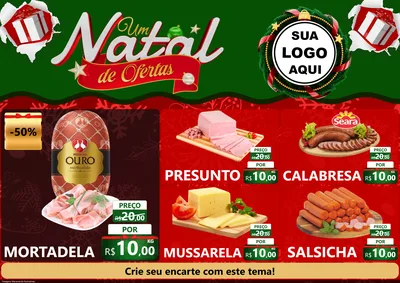 Modelo de Encarte para Encarte A4 Horizontal com o tema Um Natal de Ofertas para Frios e Laticínios