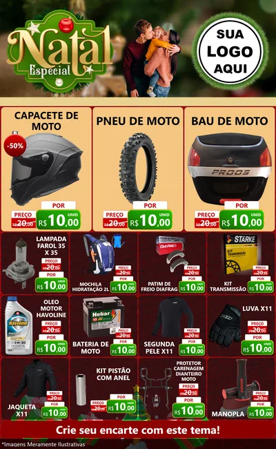 Modelo de Encarte para Encarte Grande com o tema Natal Especial para Moto peças
