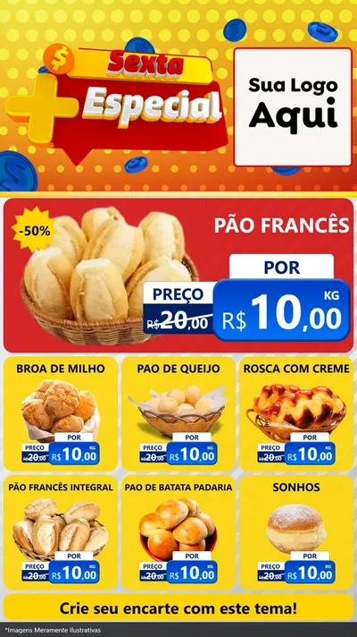 Modelo de Rede Social para Stories com o tema Sexta Mais Especial para Padaria