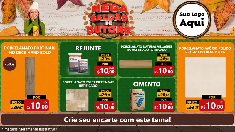 Modelo de TV para TV Horizontal com o tema Mega Saldão de Outono para Pisos e revestimentos