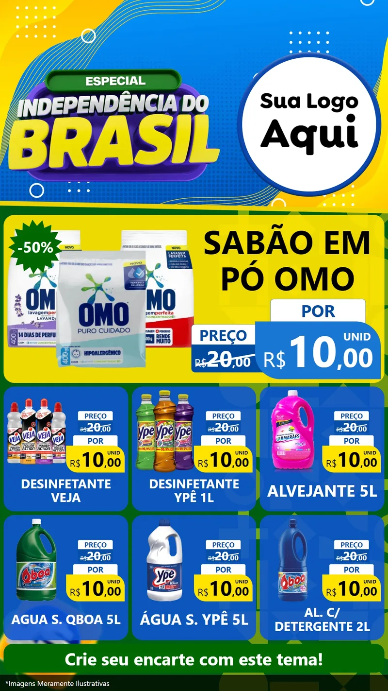 Modelo de Rede Social para Stories com o tema Especial Independência do Brasil para Produtos de Limpeza