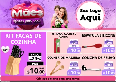 Modelo de Encarte para Encarte A4 Horizontal com o tema Dia das Mães Ofertas para Você! para Utilidades Domésticas