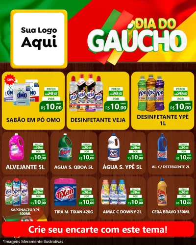 Modelo de Rede Social para Feed Instagram com o tema Dia do Gaúcho para Produtos de Limpeza