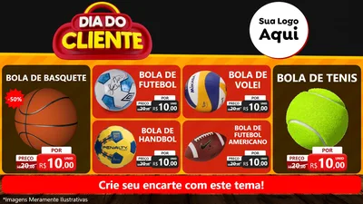 Modelo de TV para TV Horizontal com o tema Dia do Cliente para Artigos Esportivos