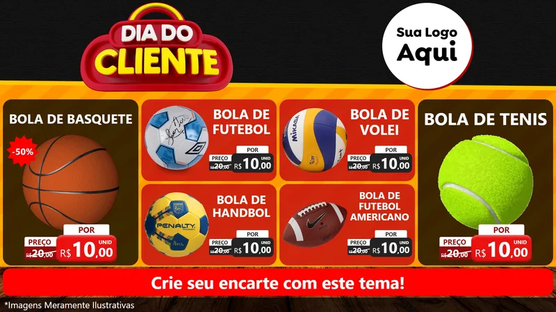 Modelo de TV para TV Horizontal com o tema Dia do Cliente para Artigos Esportivos