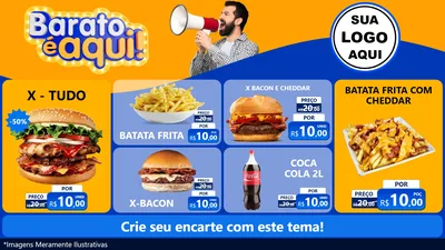 Modelo de TV para TV Horizontal com o tema Barato é aqui para Hamburgueria