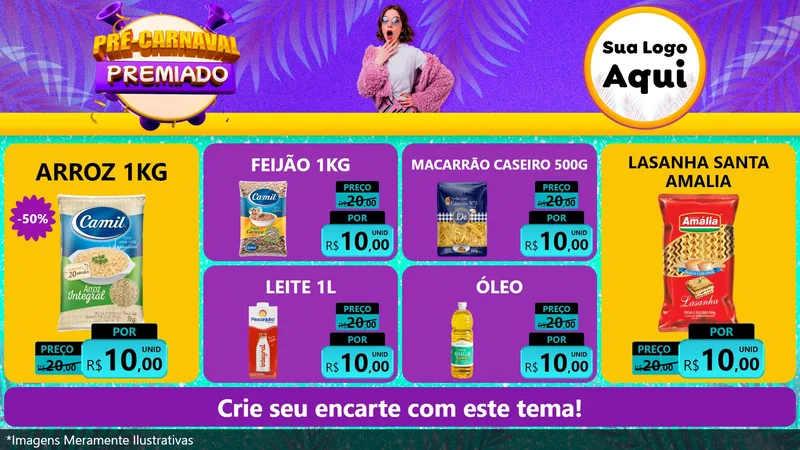 Modelo de TV para TV Horizontal com o tema Pré-Carnaval Premiado para Supermercado