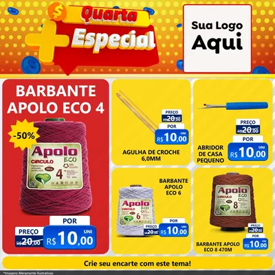 Modelo de Rede Social para Feed Facebook com o tema Quarta Mais Especial para Armarinho e Aviamentos
