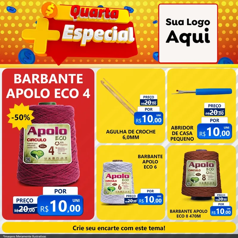 Modelo de Rede Social para Feed Facebook com o tema Quarta Mais Especial para Armarinho e Aviamentos